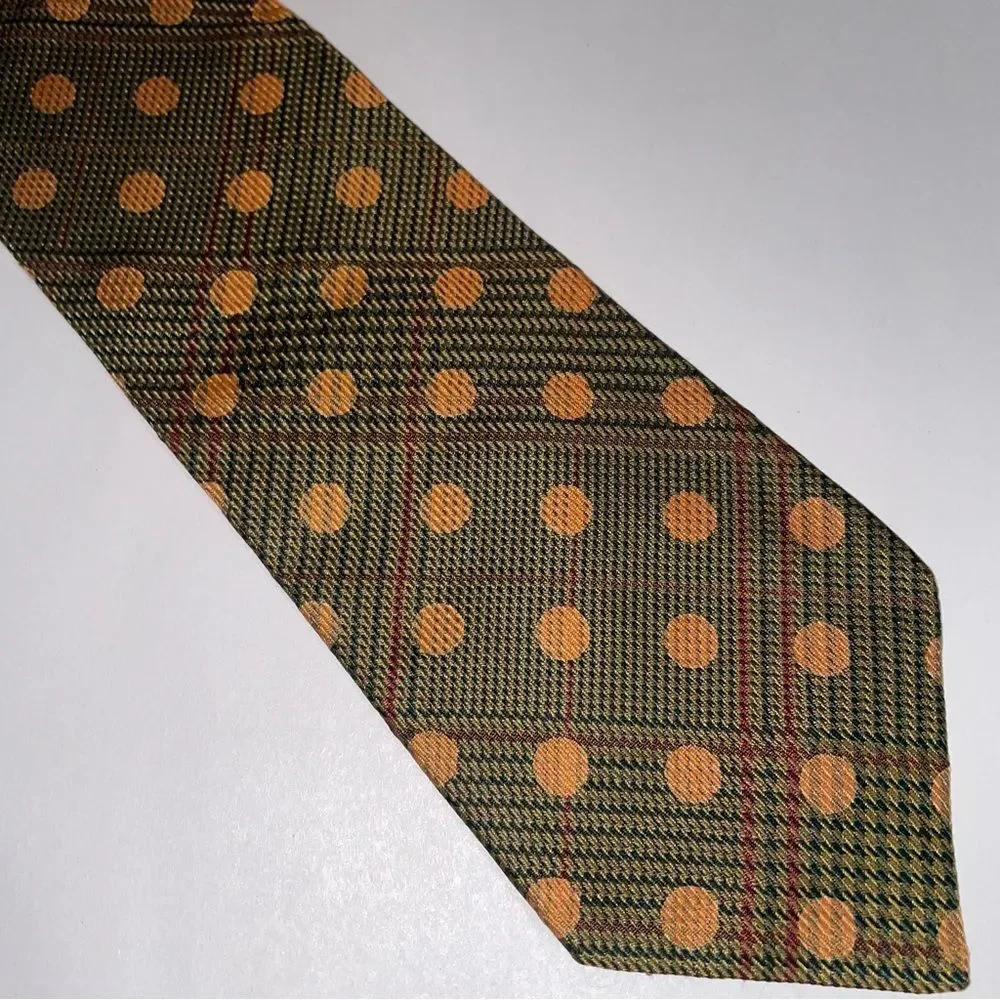 Burberry Vintage Mens Necktie Plaid Polka Dot Quiet Luxury Office Career Formal